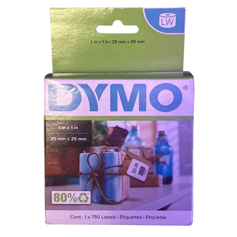 NEW Dymo‎ LabelWriter 1x1 Inch White Multipurpose Labels 750 Count Roll